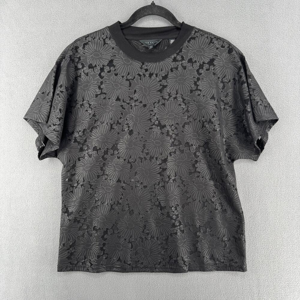 Ted Baker London Maralo Sheer Floral Lace T Shirt Womens 2 Black Whimsigoth